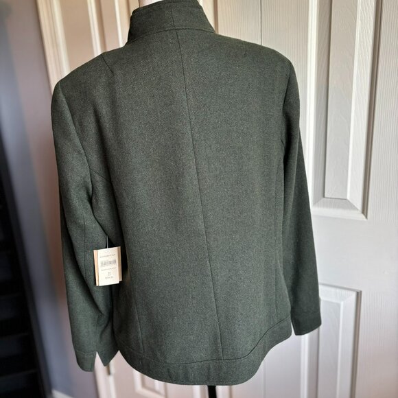 Coldwater Creek Funnel Neck Wool Blend Jacket, Olive Green, Size 14, NWT - Picture 4 of 11